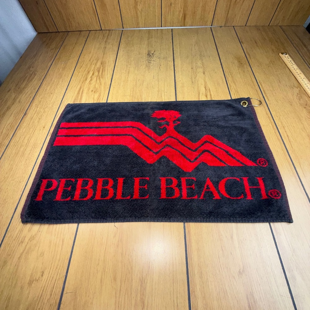 Pebble Beach Golf Towel Black Lone Cypress Cotton Belgium Sir Christopher Hatton
